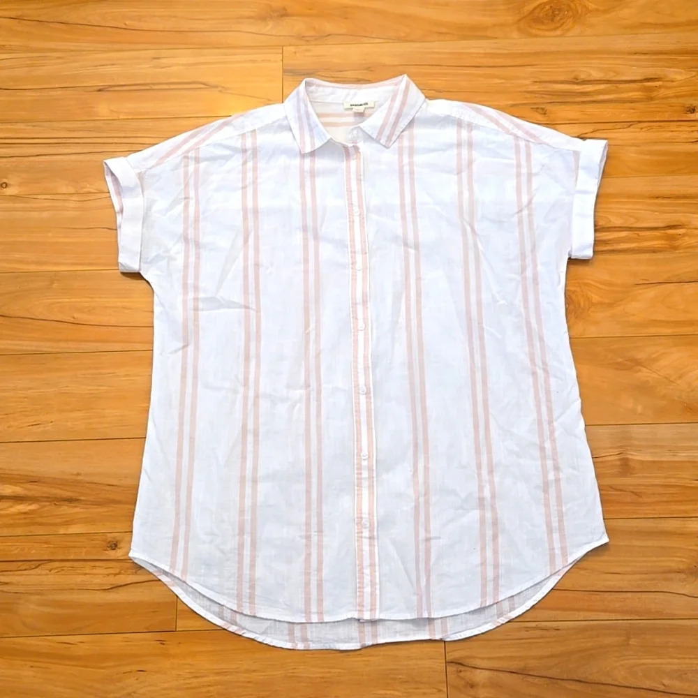 Goodthreads Women’s Oversized Lightweight Cotton Short Sleeve Shirt Size LARGE